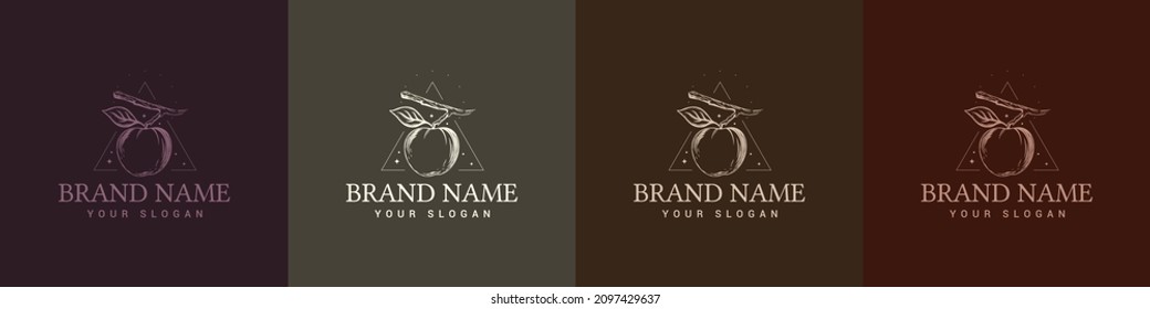 Organic logo template flower fruit nature vintage icon symbol