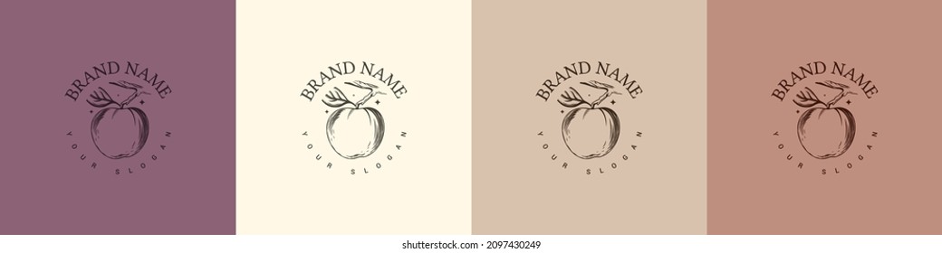 Símbolo del logotipo orgánico flor fruta naturaleza símbolo vintage