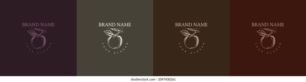 Organic logo template flower fruit nature vintage icon symbol