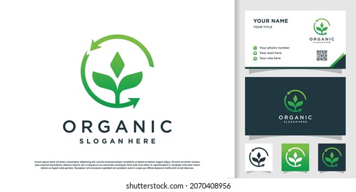 Organic logo template with modern element Premium Vector
