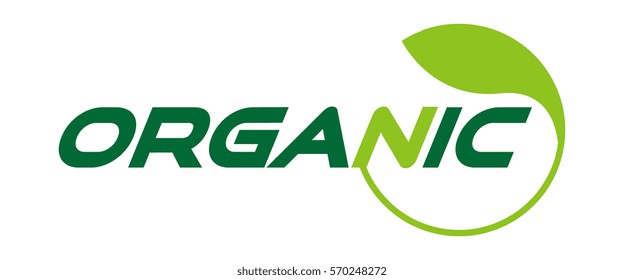 Organic logo text lettering. Eco friendly natural label. Green ecology logotype