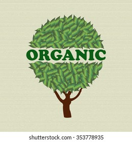 Organic - logo with tree of leaves on nature background