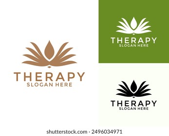 Organic Lotus Flower Logo Design, Spa therapy logo vector template