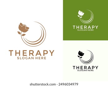 Organic Lotus Flower Logo Design, Spa therapy logo vector template