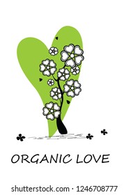 Organic love,tree on white background