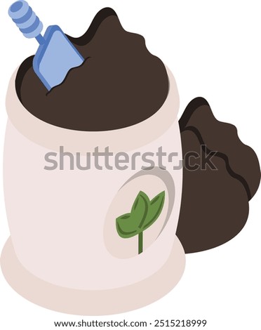 Organic Manure isometric concept, Soil Booster Vermicompost vector icon design, Lawn and Gardening symbol, Farm and Plant sign, agriculture and horticulture equipment stock illustration