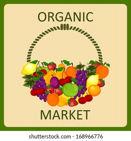 organic  market vector illustration  in vintage style