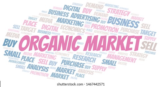 Organic Market word cloud. Vector made with text only