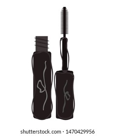 Organic mascara for make up. Flat icon. Vector illustration on white background.
