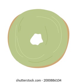 Organic matcha tea donut. Vector hand drawn