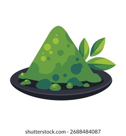 matcha orgânico ícone de chá design clássico folhas decoração
