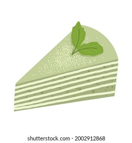 Organic matcha tea Pancake cake with cream.