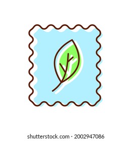 Organic material label flat icon. Fabric feature. Textile industry. Material quality. Fiber type. Color symbol. Isolated vector stock illustration