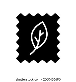 Organic material label glyph icon. Fabric feature. Textile industry. Material quality. Fiber type. Black symbol. Isolated vector stock illustration