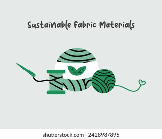 Materiales orgánicos, moda lenta e ilustración de moda de sostenibilidad. Concepto de moda reciclable y sostenible. Textiles, tejidos, prendas de vestir y ropa ecológica.