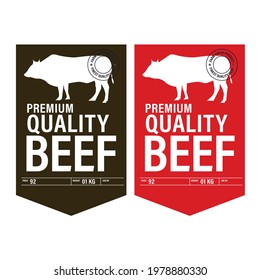 organic meat package design, premium quality beef vector icon set