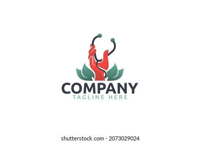 organic medical logo with a combination of a hand, stethoscope and leaf as the icon.