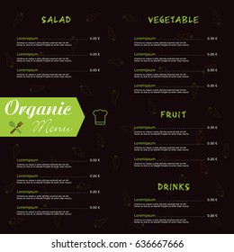 organic menu food in color art illustration