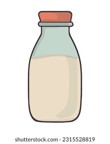 Organic milk bottle over white