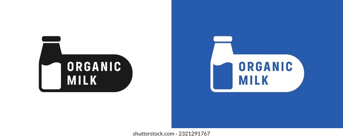 Organic milk logo Vector or Organic milk label Vector Isolated in Flat Style. Best Organic milk logo for product packaging design element. Organic milk label for packaging design element.