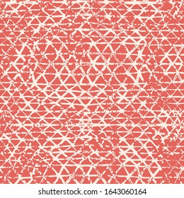 Organic Minimal Grid. Batik Tie Dye Border. Stencil Japan Background. Shibori Seamless Pattern. Tie Dye Abstract Texture. Salmon and White Watercolor Shoji Design. Kimono Tile. 