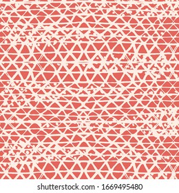  Cuadrícula mínima orgánica.Borde de tintes Batik Tie. Antecedentes en Japón.Patrón sin problemas de Shibori. Textura abstracta de tinte. Diseño Shoji color salmón y color blanco. Kimono Tile. 