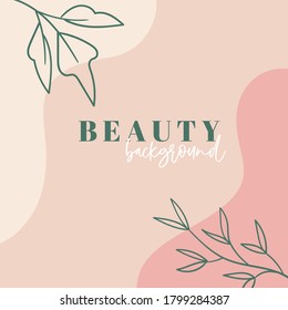 Organic minimal trendy vector background template for social media, instagram post. Abstract floral pastel colors backdrop with copy space for text