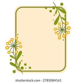 organic minimalist frame adorned with yellow dandelion flower clusters