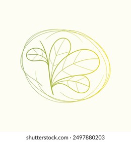 Organic minimalist summer and spring branches with leaves. Simple flower logo design element. Elegant floral twig decoration. Botanical simple. Plant icon. Vector Graphic.