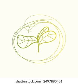 Organic minimalist summer and spring branches with leaves. Simple flower logo design element. Elegant floral twig decoration. Botanical simple. Plant icon. Vector Graphic.