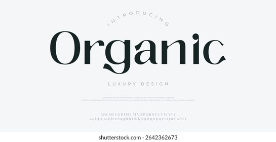 Organic Modern fontes de alfabeto abstratos mínimos. Tecnologia de tipografia, eletrônico, filme, digital, música, futuro, logotipo fonte criativa.
