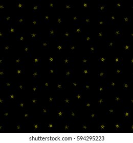 Organic motif background in yellow colors. Seamless pattern on a black background. Cute vector illustration.