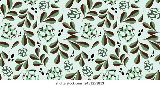 Organic motif, botanical motif background. Seamless pattern.Vector.