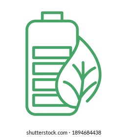 organic natural, battery ecology energy green line style vector illustration