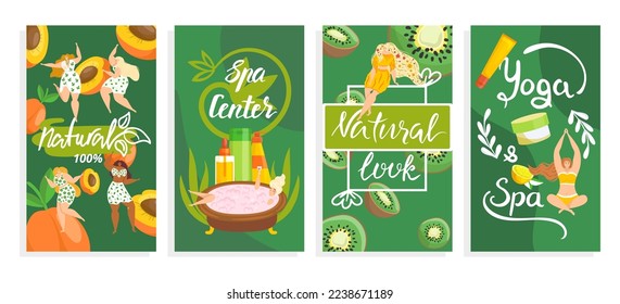 Organic natural beauty design banner at background, vector illustration. Nature cosmetic for healthy spa set, health care