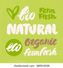 Organic, natural, bio, eco and farm fresh. Logo and icon set for organic and natural food.