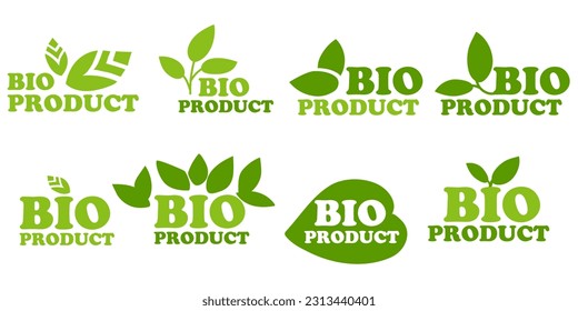 Organic natural bio labels icon set, healthy food icons, BIO products, fresh organic vegetarian food. Vector illustration. Printing on packaging for goods in stores. A sign of naturalness and quality