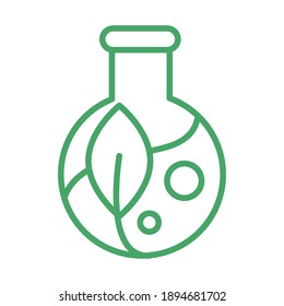 organic natural, biology flask leaf science green line style vector illustration