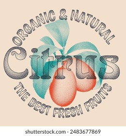 Organic  natural Citrus Slogan text print design, vintage lemon grunge, orange juice vintage retro summer print, its a fruit print, organic tasty fresh juice, retro vintage orange artwork for t shirt