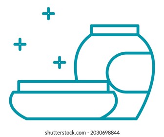 Organic and natural cosmetic products, cream and lotion in tubes and jars. Moisturizing and lifting effect, care for skin and body. Wellness and cosmetology. Line art, simple vector in flat style