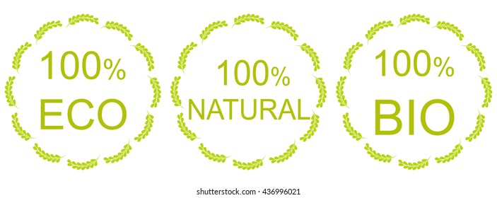 Organic natural and eco food icons set