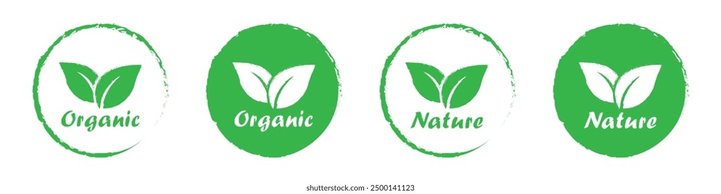 Organic natural elements set icon, vector illustration