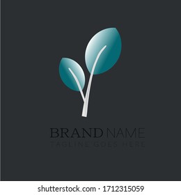 Organic and natural emblem and logo design template - green ecology concept or natural cosmetics. Sprout with petals.