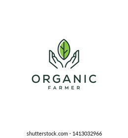 organic natural farm icon vector logo design