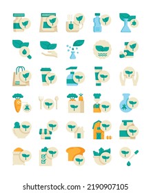 organic natural flat design web icon pack vector illustration