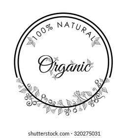 Organic natural food label design, vector illustration eps 10.
