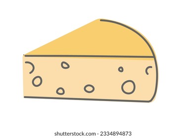 Organic and natural hard cheese with holes, isolated ingredients for cooking and preparing food. Dishes and recipes with dairy products. Shop or store, market assortment. Vector in flat style