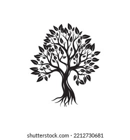 Organic natural and healthy olive tree silhouette logo isolated on white background. Modern vector green plant icon sign design artwork. Premium quality oil product logotype flat emblem illustration.