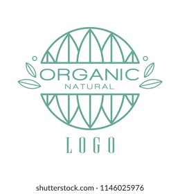 Organic natural logo, design element can be used for healthy products, natural cosmetics, premium quality food and drinks, packaging vector Illustration