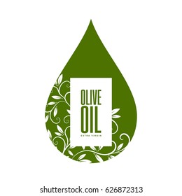 Organic natural oil drop logo concept isolated on white background. Exceptional extra virgin olive oil elegant emblem. Exclusive sign vector illustration. Premium quality icon design.
